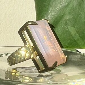 Heidi Daus HUGE 🆕 Size 6 Pink Crystal Art Deco “In Vogue” Ring